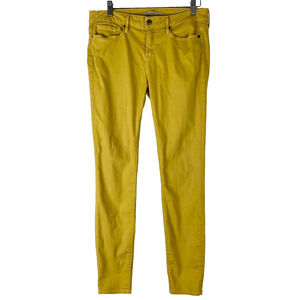Vince Skinny Jeans Womens 31 Mustard Yellow Mid Rise Stretch Slim Tencel USA
